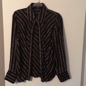 Hilfiger size 12 black and gold blouse